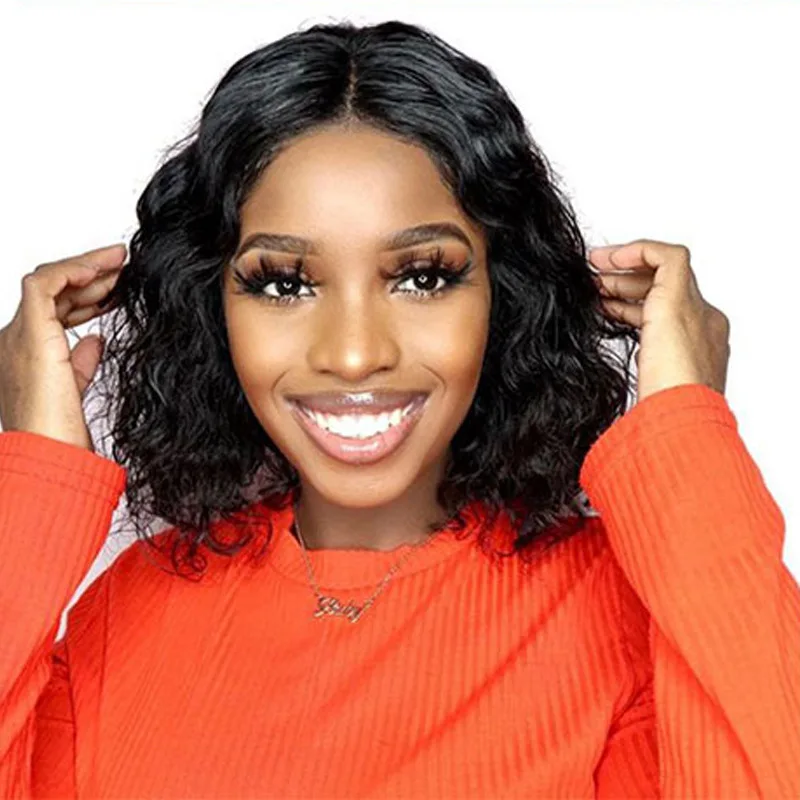 

New African Hot-Selling Wig European and American Short Curly Hair Women's Realistic Middle Part Small Curls Synthetic Full Wig