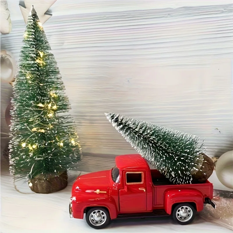 3Sets Per Pack Red Toy Truck and Christmas Tree Set Christmas Decorations Carnival Small Gifts Window Display Tabletop Ornaments