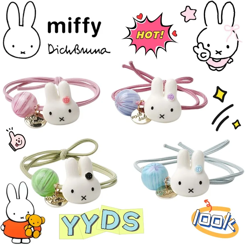 New Miffy Personality Anime Surrounding Cute All-match Hair Ring Creative Cartoon Two-dimensional Beaded Rubber Tendon Head Rope