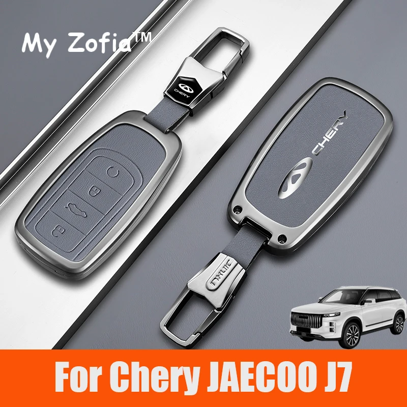 For Chery JAECOO J7 2023 2024 2025 Zinc Alloy Leather Car Styling Key Case Cover Shell Fob Keychain Shell Buckle Bag Accessories