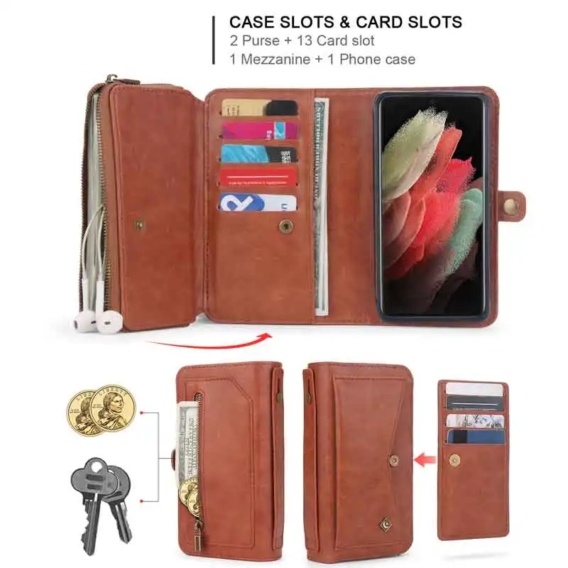 Magnetic Wallet Leather Case For Samsung S9 S10 S20 S21 S22 S23 Galaxy S9plus S10plus S10e S20plus S21ultra S22plus Phone Bag