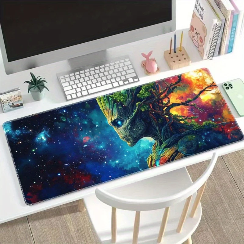 Groot Gaming Mouse Pad - Vibrant Cosmic Design with Superhero Groot, Ideal for Office & Gaming Setup, Rubber Base, Durable & Smo