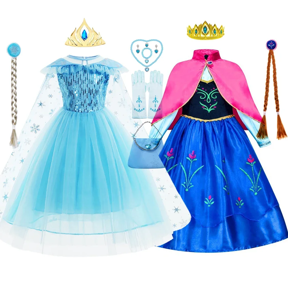 Ragazza Elsa vestito per bambini Halloween Carnival Party Princess Cosplay Girls Anna Costume