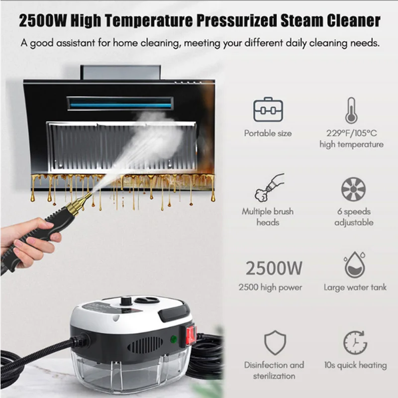 Handheld Steam Cleaner High Pressure High Temperature Sterilization for Home Air Conditioner Kitchen Hood Car Washer EU Plug