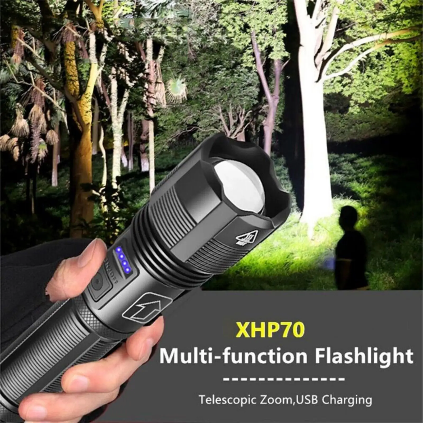 USB Rechargeable LED Flashlights 1000 Lumens Super Bright Tactical Handheld Flash Light Zoomable Waterproof Emergency Lantern