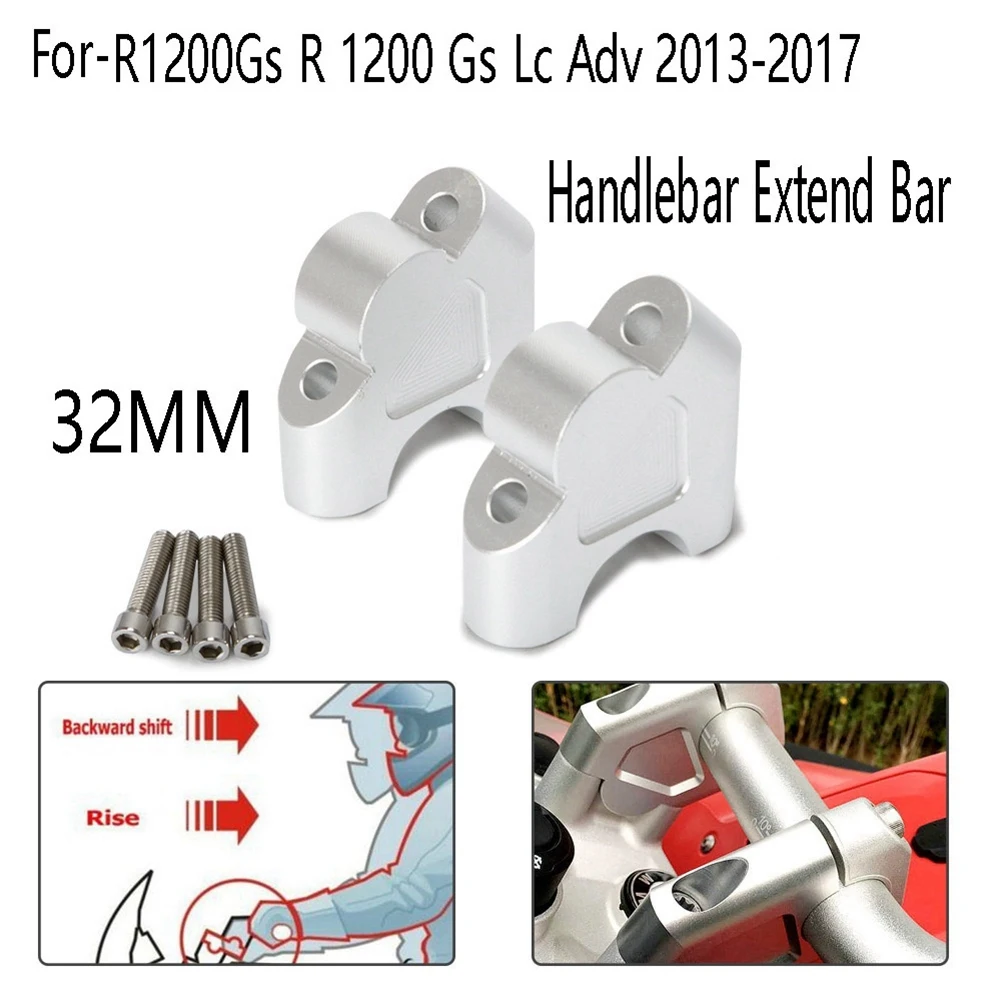 32MM Motorcycle Handle Bar Clamp Raised Extend Handlebar Mount Riser for R1200Gs R 1200 Gs Lc Adv 2013-2017