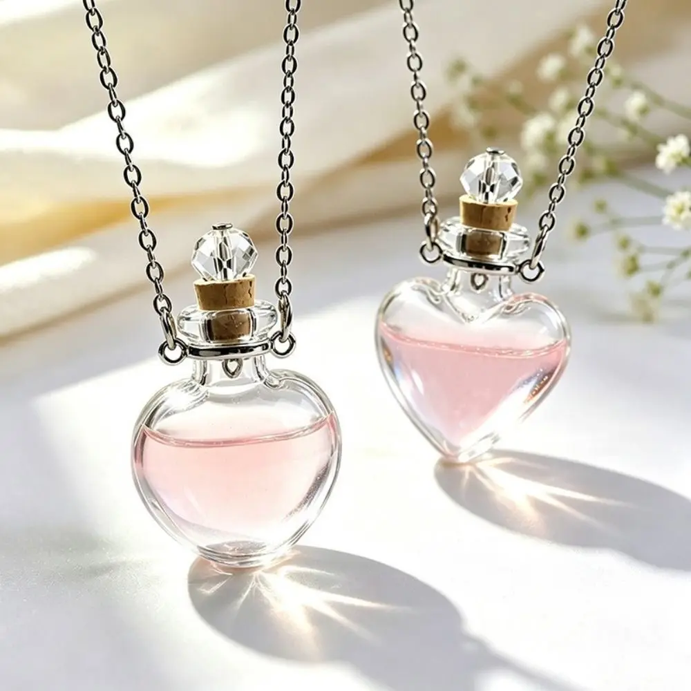 Openable Pendant Necklace Glaze Vial Water Drop Shape Openable Glaze Vial Necklace Lightweight Heart Shape Vial Pendant Necklace