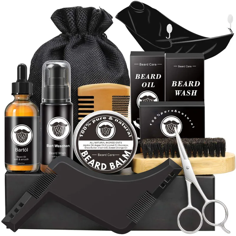 MAIZIUP Beard Growth kit For Facial Hair Growth Enhancer Thicker Oil with Comb/brush/scissors/Shaving Apron/beard shaper tool