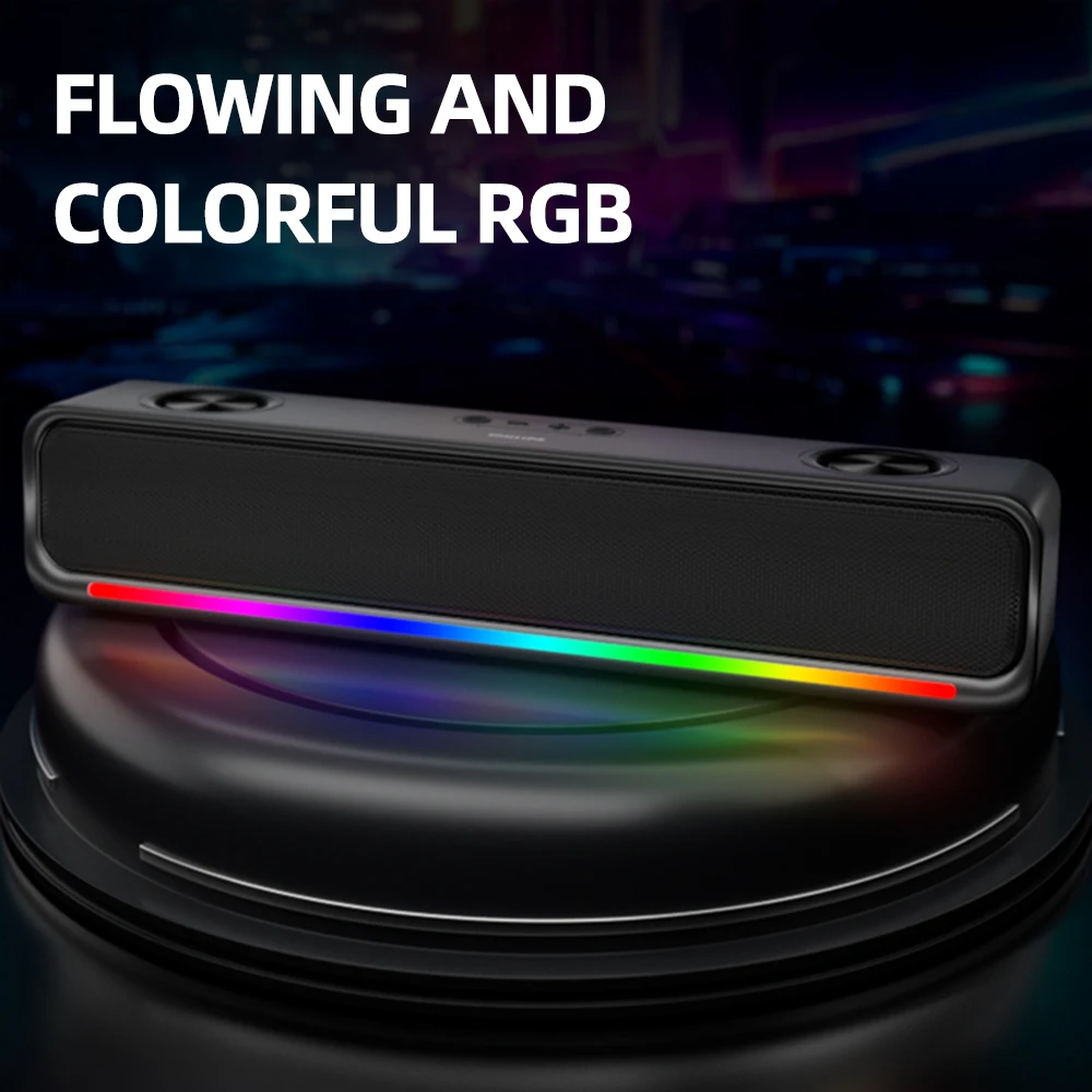 فيليبس SPA6209 الوسائط المتعددة سطح المكتب المتكلم اللاسلكي 5.3 مزدوج القرن RGB الألعاب الموسيقى مكبرات الصوت للكمبيوتر ماك بوك المحمول