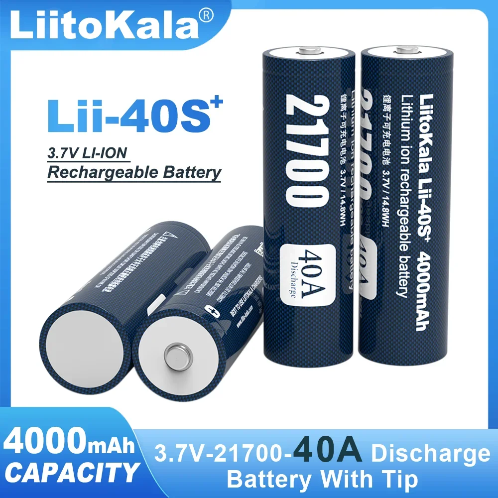 Liitokala Lii-40S Tip 3.7V 4000mAh 21700 For Flashinglight High-capacity 100% Original Lithium Battery