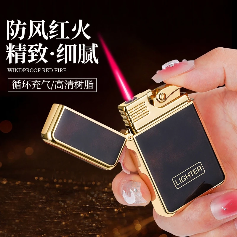 

Ветрозащитный фонарик, зажигалка для сигар, металлическая турбо-красная пламя, зажигалка для сигар, струйное пламя, аксессуары для курительных сигарет, мужской подарок