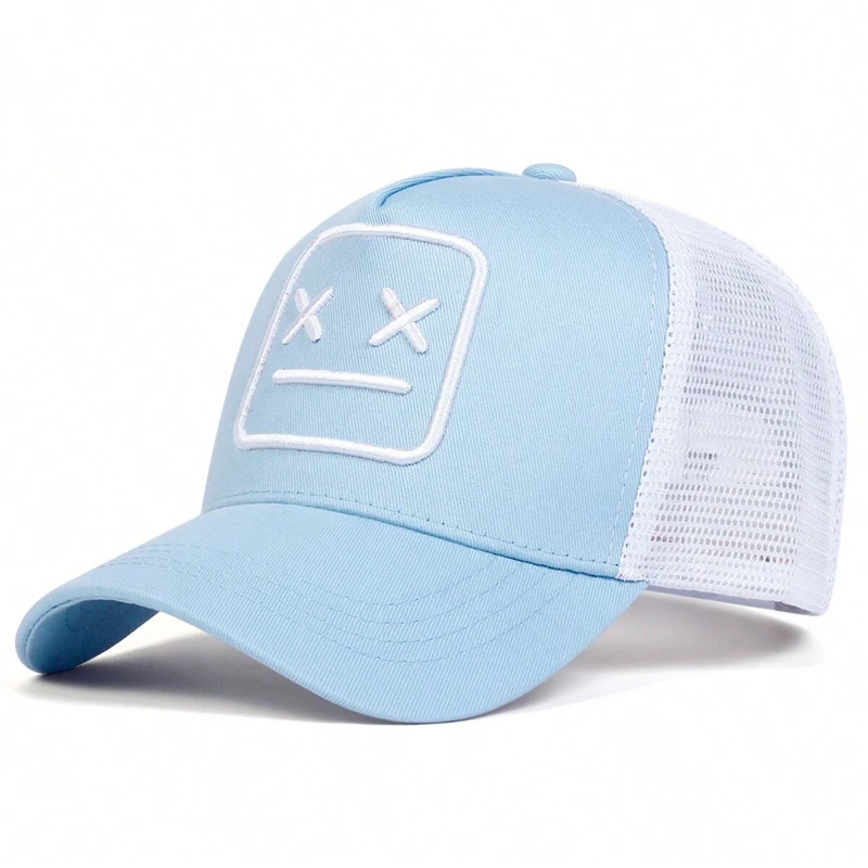 Unisex XX Crying Face Embroidery Baseball Net Caps Hip Hop Cap Spring Summer Outdoor Adjustable Casual Hats Sunscreen Hat