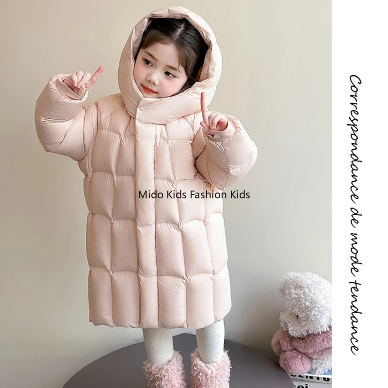 Children's Down Jacket  Winter New Arrival Girls' Thickened Warm Baby Girl Clothing White Duck Down Long Down Coat