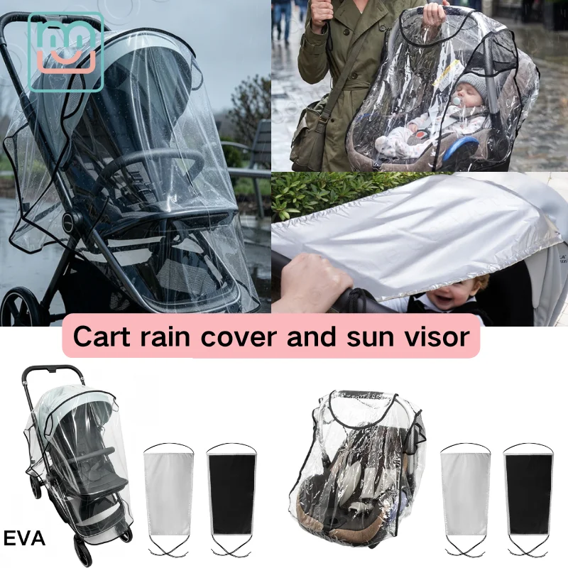 2 in 1 Baby Stroller Rain Cover & Sun Visor,EVA Clear Waterproof Windproof Dust Cover Universal Stroller Baby Accessories