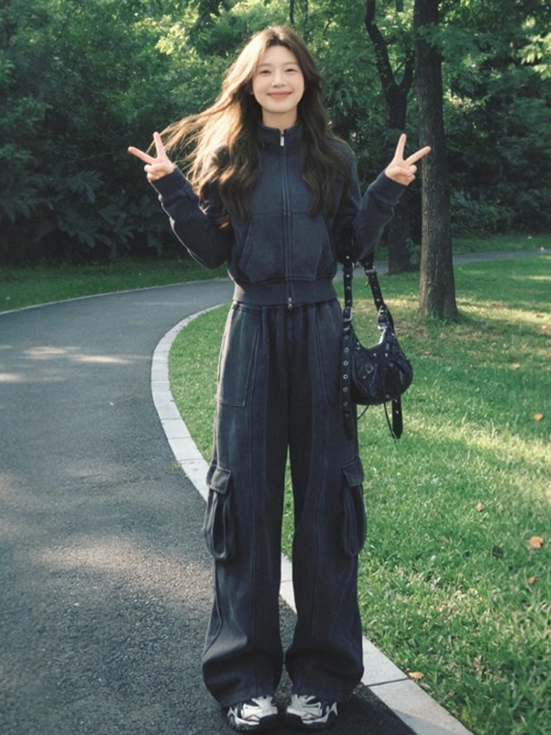 

Корейский модный комплект из свитшота и брюк-палаццо для работы, весенний образ 2026, женский...