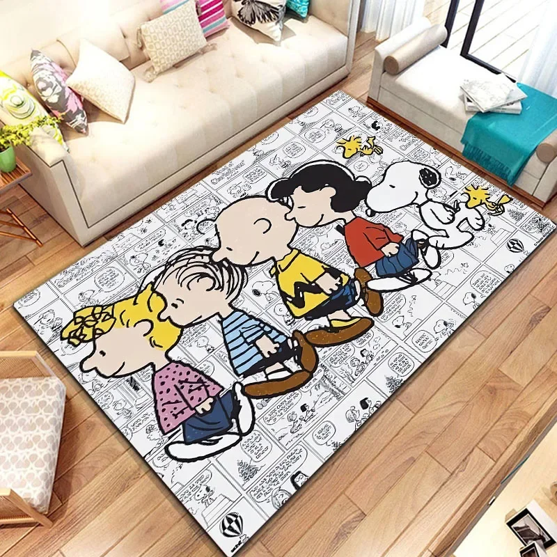 Cartoon Snoopy Printed Carpet Yoga Living Room Children\'s Crawling Living Room Area Rug Area Washroom Floor Mat Game Rugs Tapis