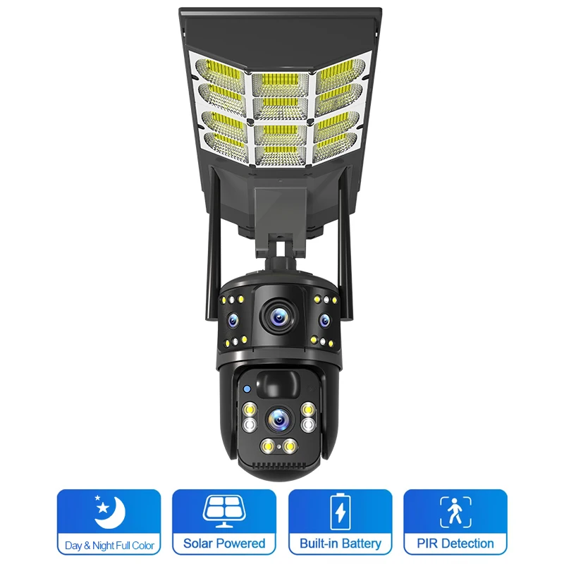 Solar Security Camera Street Light Lamp With High Quality Waterproof IP66 Low Power 4G/wifi Led Camera