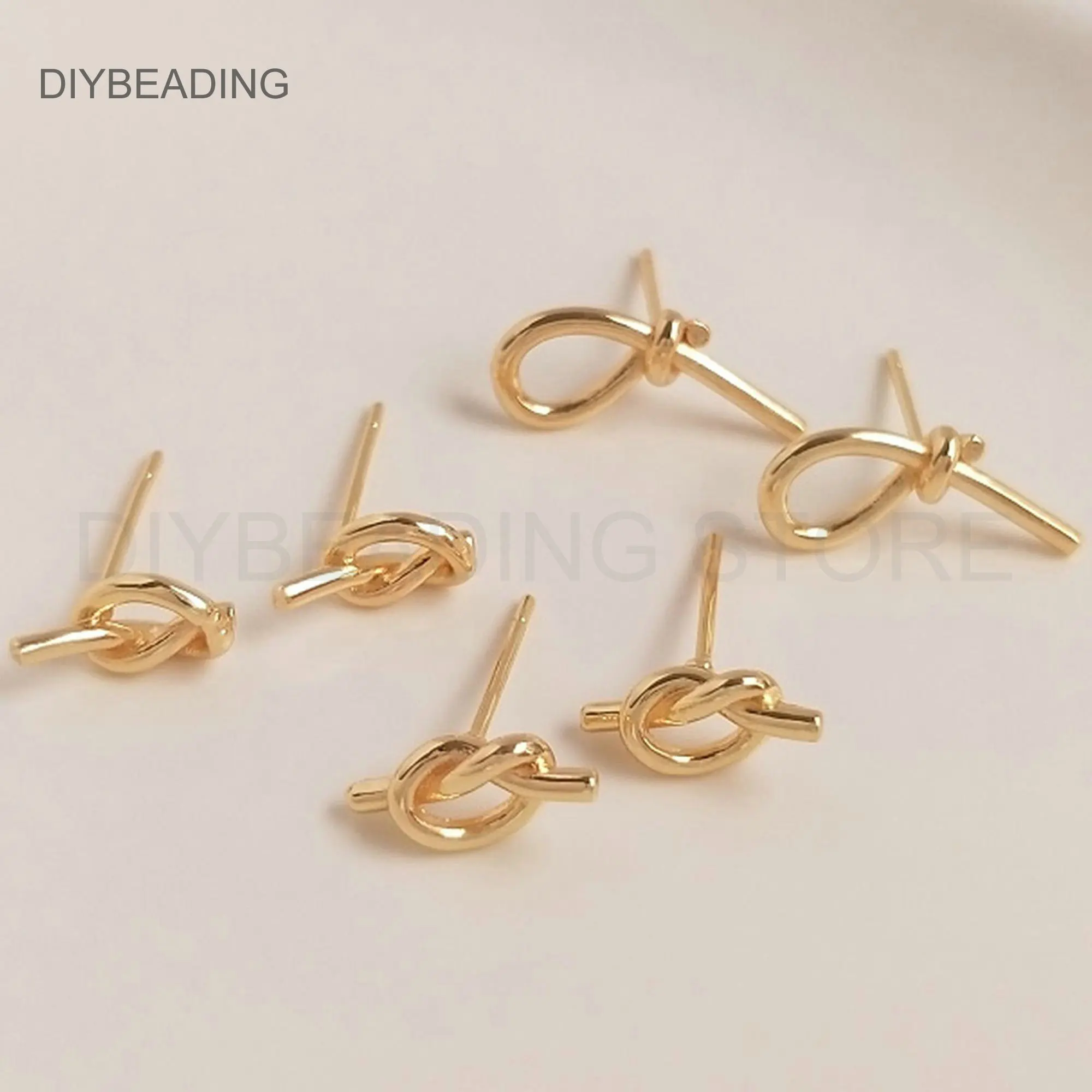 

Finding for Earring Making 14K Gold Plated Brass Knot Earring Post Minimalist Stud Earring Component Supplies(925 Silver Pin)