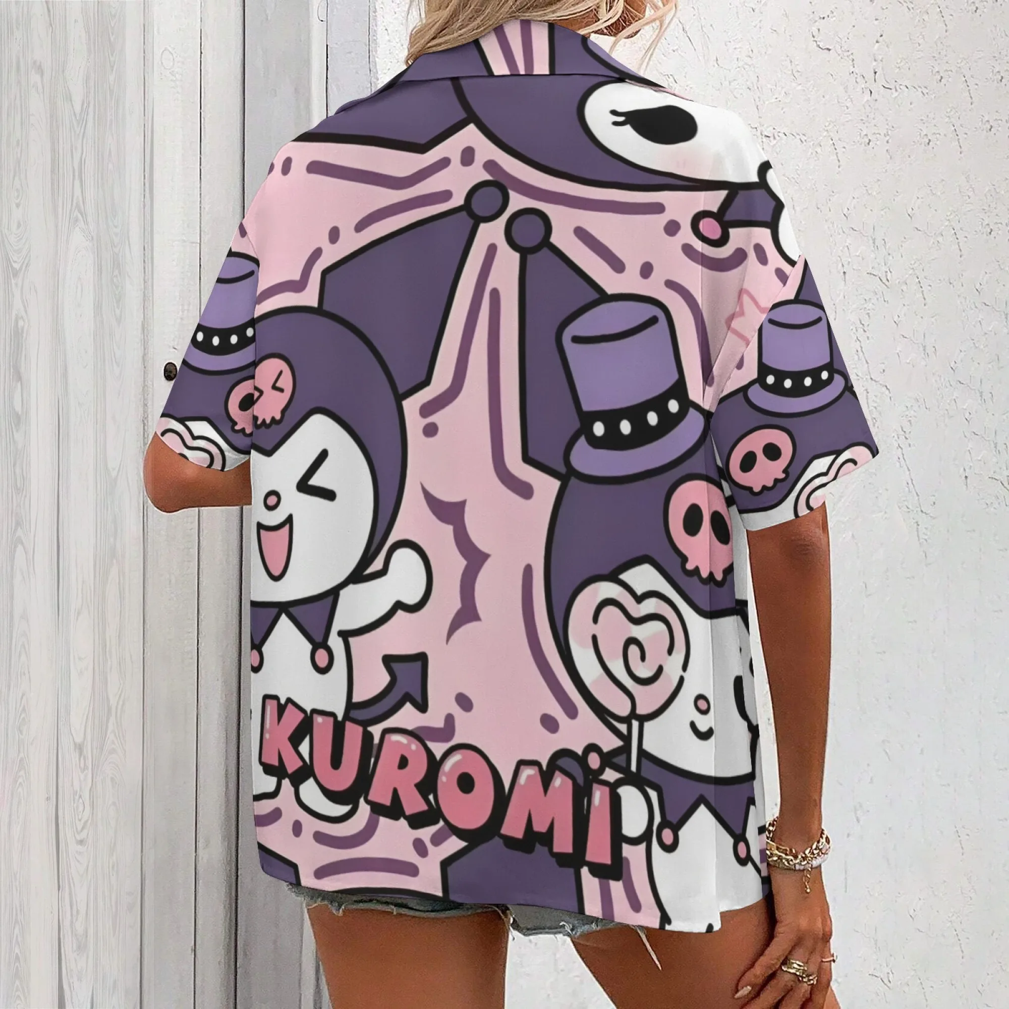 Kuromi Shirt for Woman Clothing Y2k Clothes Top Women Kuromi Shirt Long Sleeve Unisex Korean Popular Clothes Oversized T-shirt