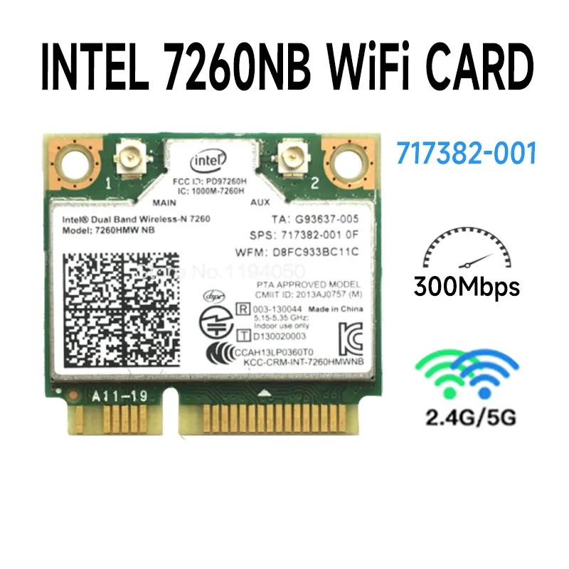 Wireless Wifi Card Dual Band Intel 7260 NB 7260HMW 7260NB Mini PCI-E 300Mbps 802.11N 2.4G / 5Ghz for Laptops 7260NB