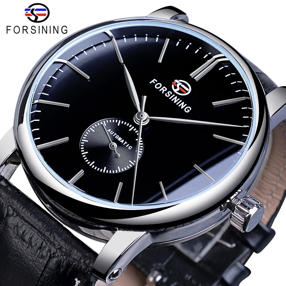 Forsing Merk Herenhorloges Minimalistisch Top-Notch Ultradunne Leren Band Modieus Casual Automatisch Mechanisch Horloge Voor Heren