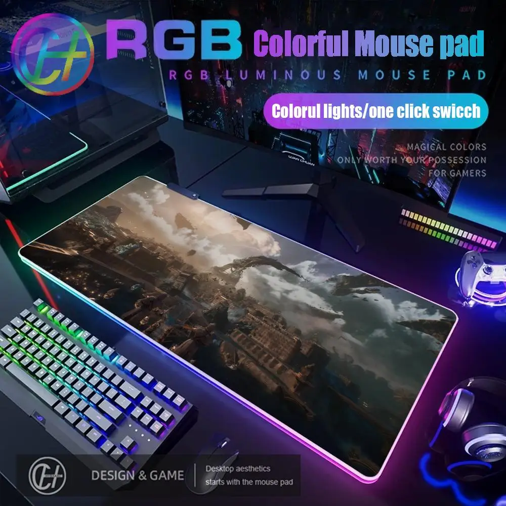

Clair Obscur Expedition 33 RGB Mouse Pad Keyboard Mouse stitch Luminous Mouse pad LED Large Gamer Desk Mats Gaming Accessories
