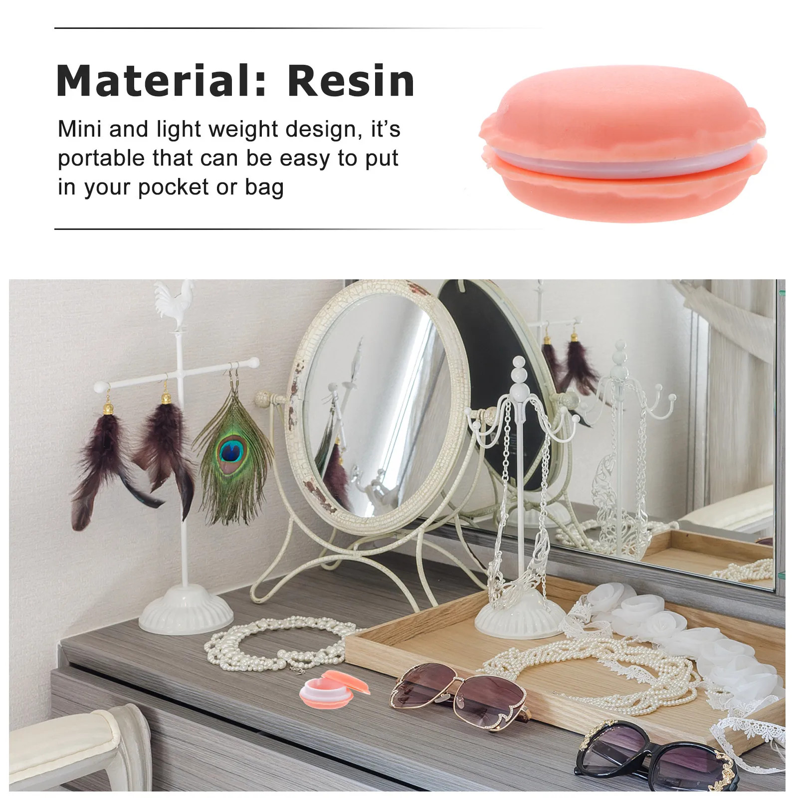 

12Pcs Macaron Jewelry Boxes Resin Mini Portable Storage Case Jewelry Organizer Ring Holder Gift Ring Storage Case