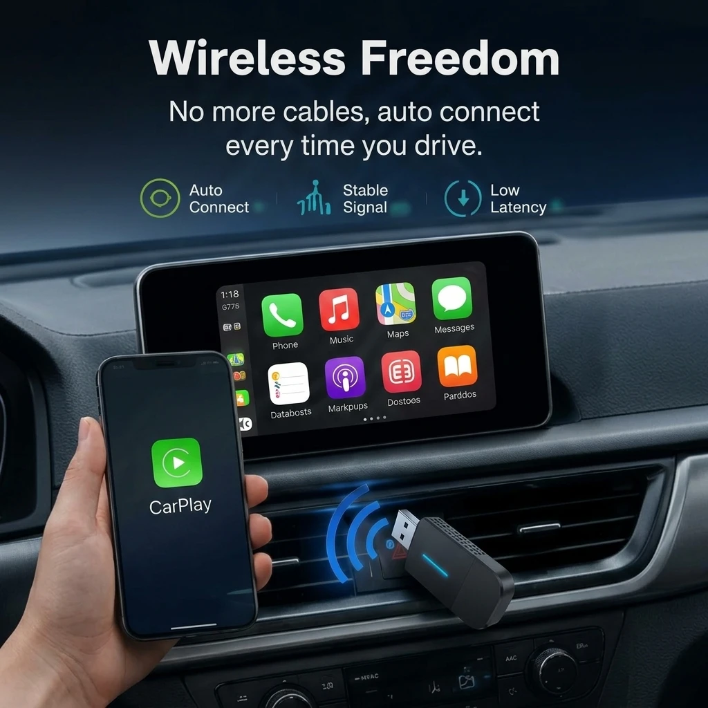 2026 Kabelloser Apple CarPlay Android Auto Bluetooth Auto-Adapter für iPhone Mini 2-in-1 USB-C Dongle Autozubehör Plug-and-Play – Detail 3