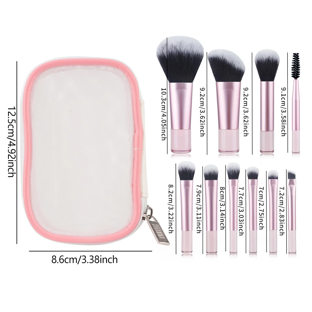10pcs Mini Makeup Brush Set Powder Eyeshadow Foundation Blush Concealer Beauty Makeup Tools Brush Professional Supplies