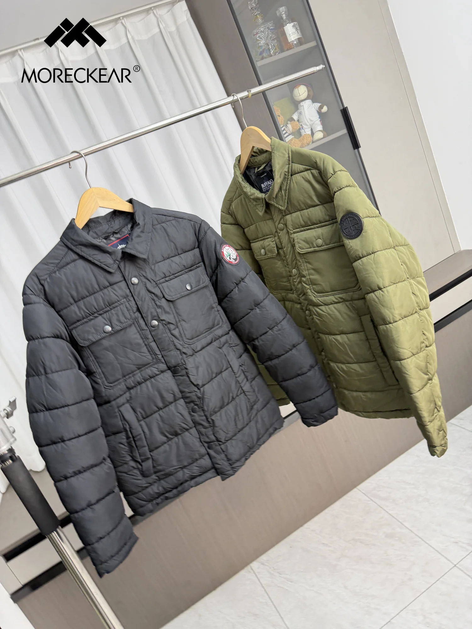 

Lightweight Fluffy Cotton Jaet Collar Casual Outdoor Warm Windproof Men's Autumn Winter Faion Ci Sle Long Sve Coat