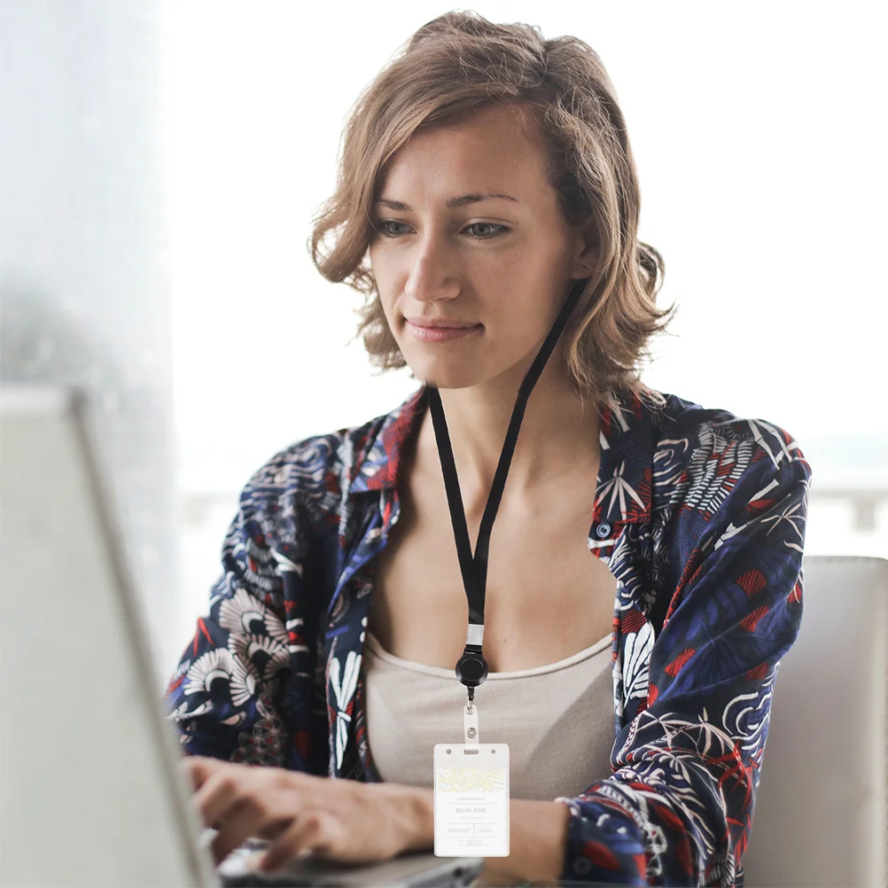 

2Pcs Transparent Name Badge Holders PVC Card Sleeves Employee Id Badge Holders Protective Covers for Work School