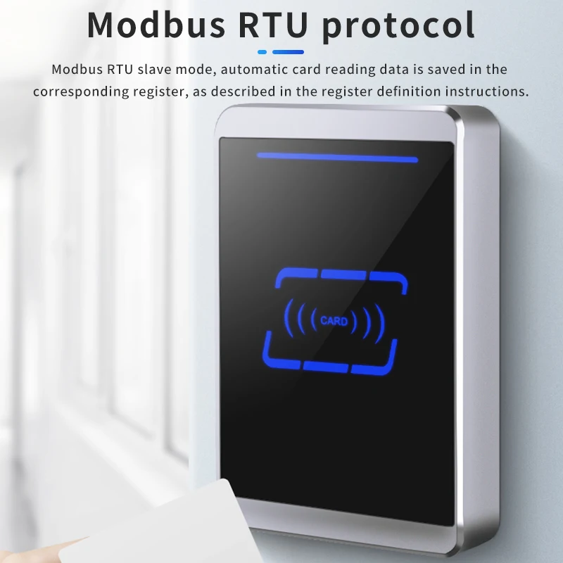 Metal Modbus RTU RS485 RF Card Reader Anti Misconnection Protection IC Card Waterproof Card Reader PLC Control ID Card Reader