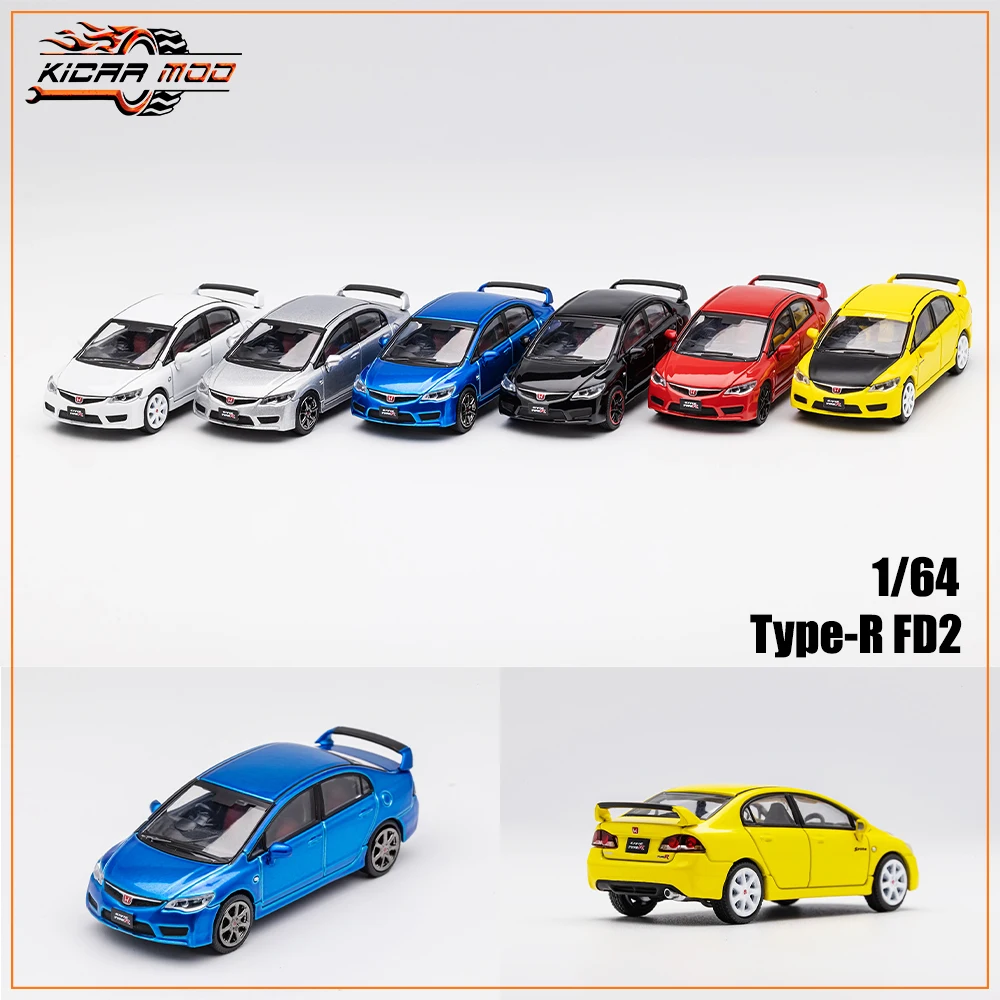 DCT 1/64 Civic Type R FD2 Model Sports Car Vintage Cars JDM Vehicle Diecast Car Collection Toy Station Vehicle