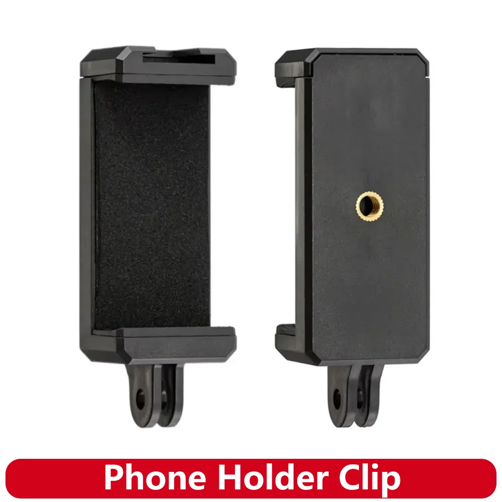 Phone Holder Mount Clip with GoPro 2-Prong Cold Shoe 1/4 Screw Hole for iPhone Smartphone Vlog Live Streaming Action Camera