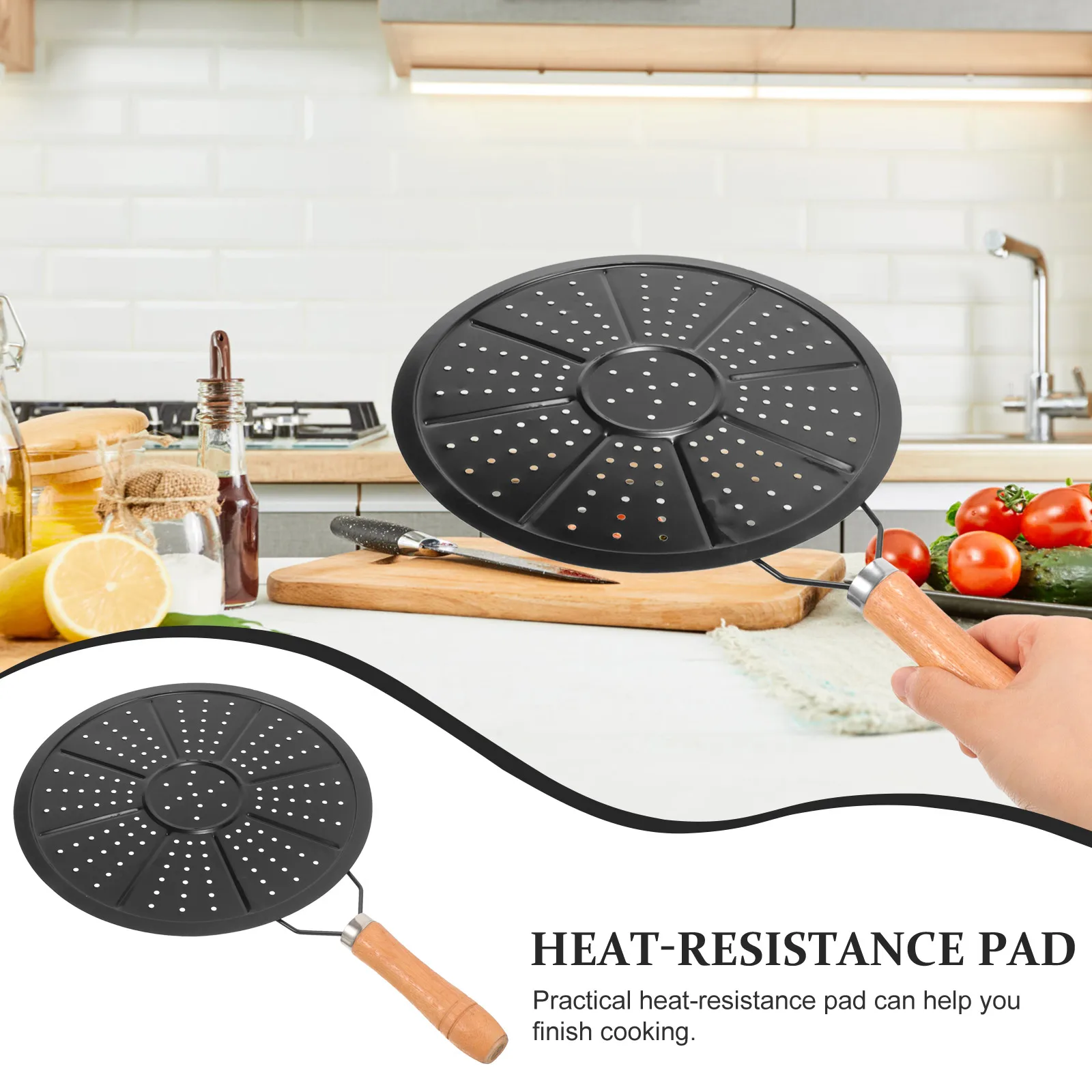 

2Pcs Heat Resistant Insulation Pads Wooden Handle Kitchen Bbq Oven Pan Protection Anti-Scalding Multi- Coffee Cook
