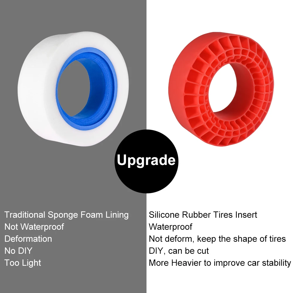 9IMOD 1.9 inci ban masukkan karet silikon busa pas 118-122mm roda ban dalam pengisi tahan air untuk 1/10 TRX4 TRX6 SCX10