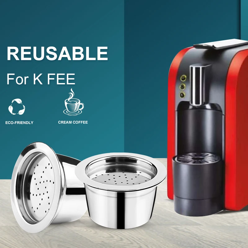 Reusable Coffee Capsule Cafeteira Filters for K Fee &Tchibo Cafissimo 3 Hearts Caffitaly Coffee Maker Stainless Steel Pod