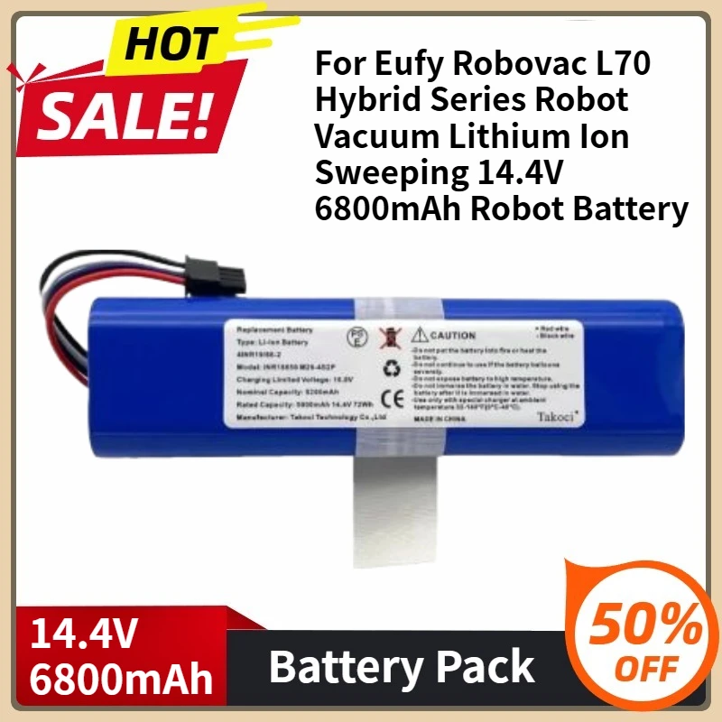 

18650 Replacement Battery For Eufy Robovac L70 Hybrid Series Robot Vacuum Lithium Ion Sweeping 14.4V 6800mAh Robot Battery