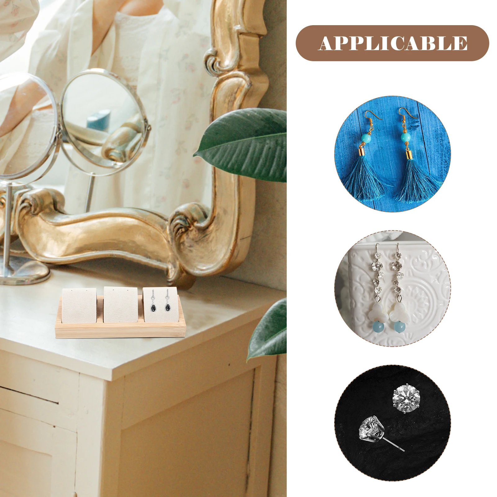 

Display Holder For Women Bamboo Studs Stand Jewelry Storage Rack Desktop Organizer Holes Small Earring Holder Stand