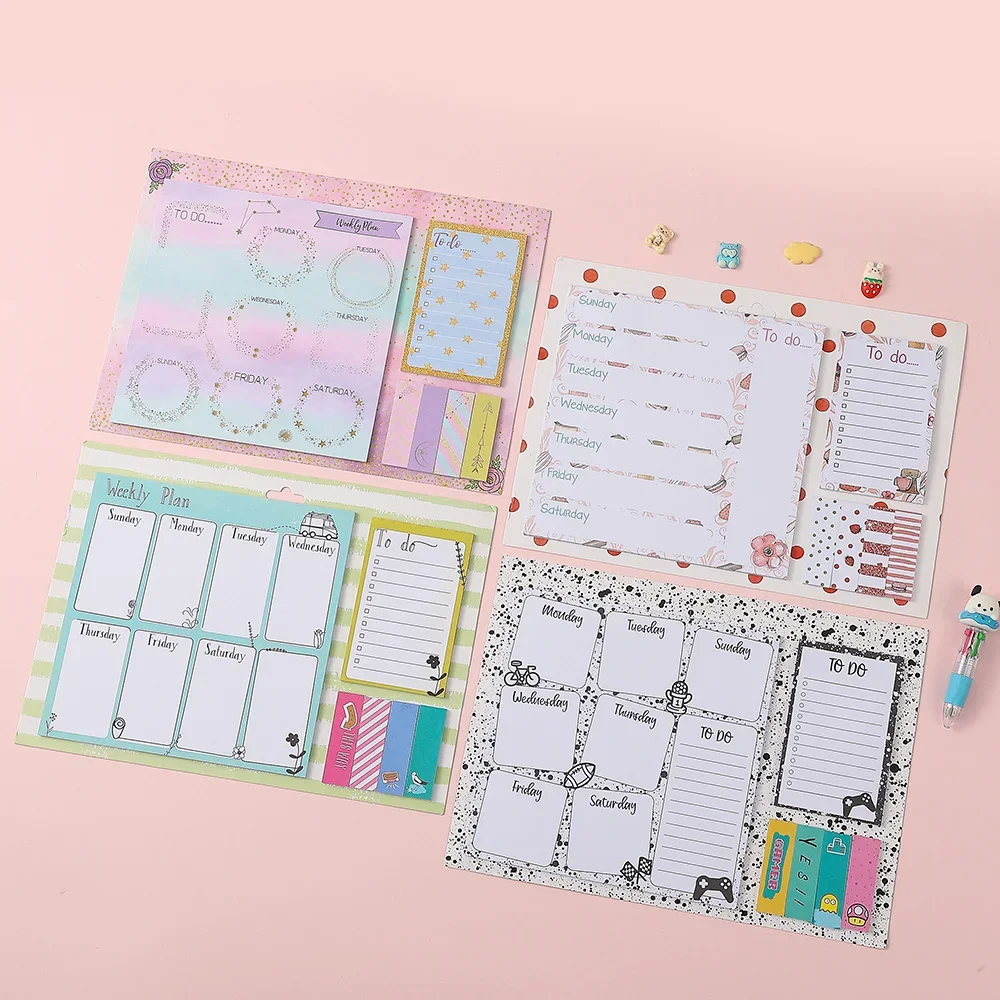 180 Sheets Weekly Planner Sticky Notes Set 80 GSM Thick Self-Adhesive Paper To Do List Weekly Schedule Memo Strips Reminder Pads