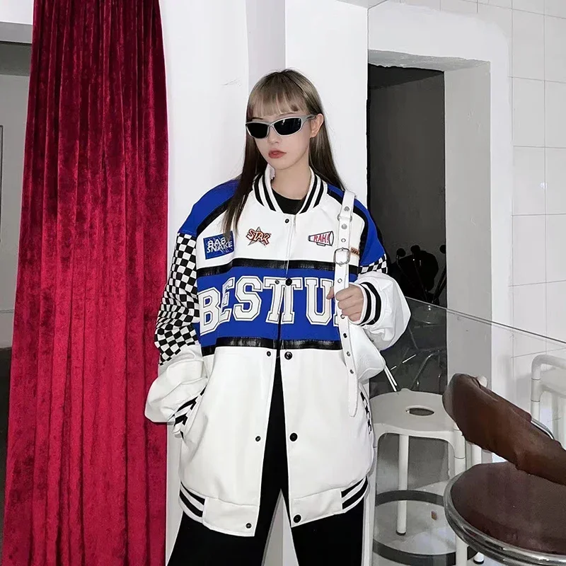 Atasan lengan panjang uniseks mantel Bomber Amerika jaket musim semi musim gugur Hip Hop jalanan tinggi kerah dudukan Bomber Universitas balap wanita Jack MN3