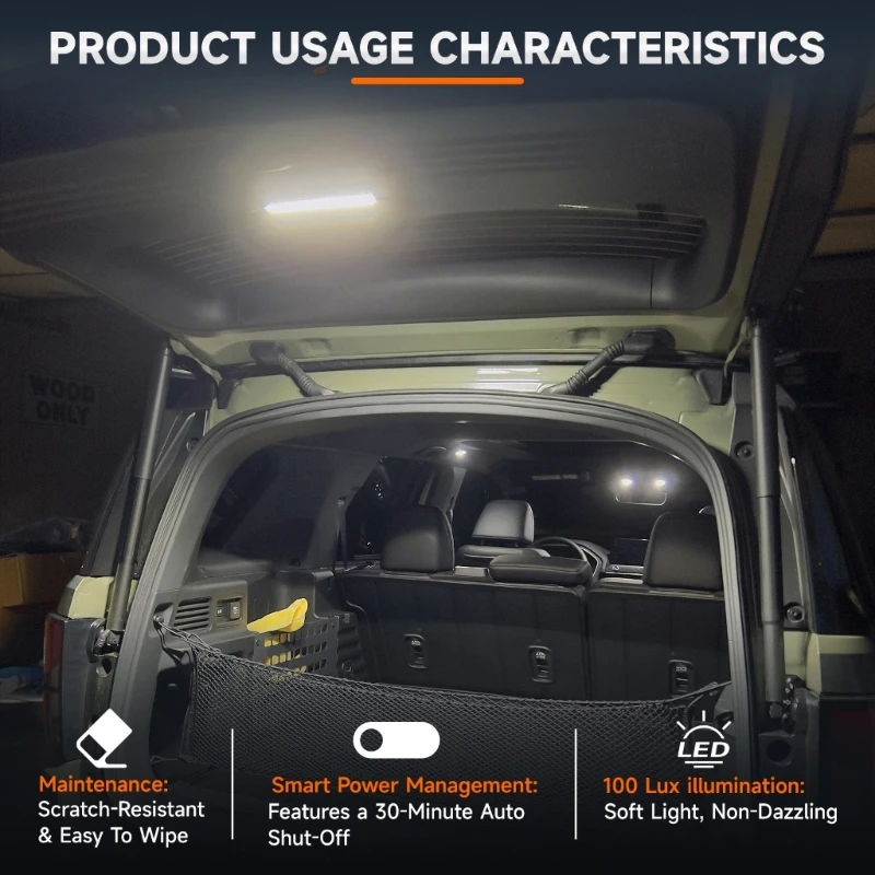 M76E Rear Cargo Interior Light Assembly with LED Panel, Integrated On-Off Control and Included Plastic Trim-Removal Tool for