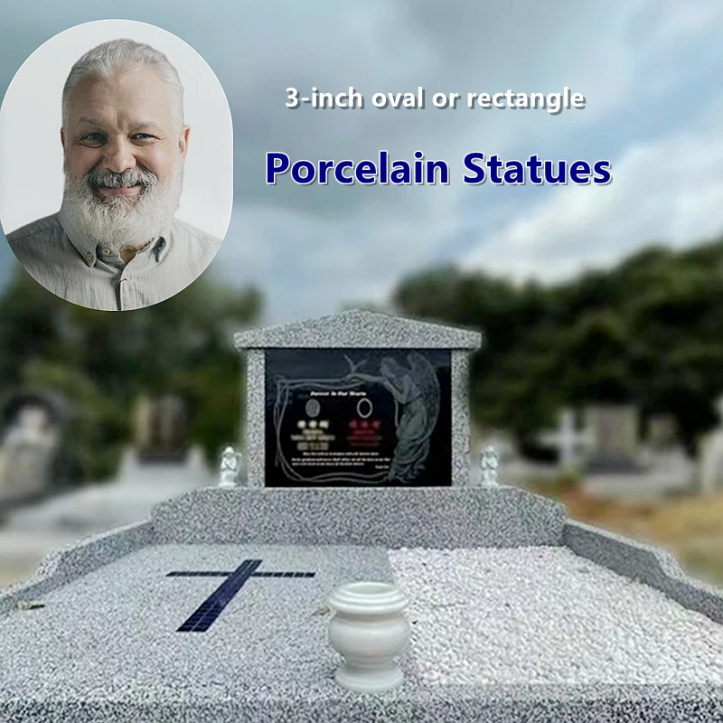 Tombstone Porcelain Statues 3 Inch Ceramic Photo Custom Headstone Pottery Ppicture Tailored Image Gravestone Bespoke Ornaments