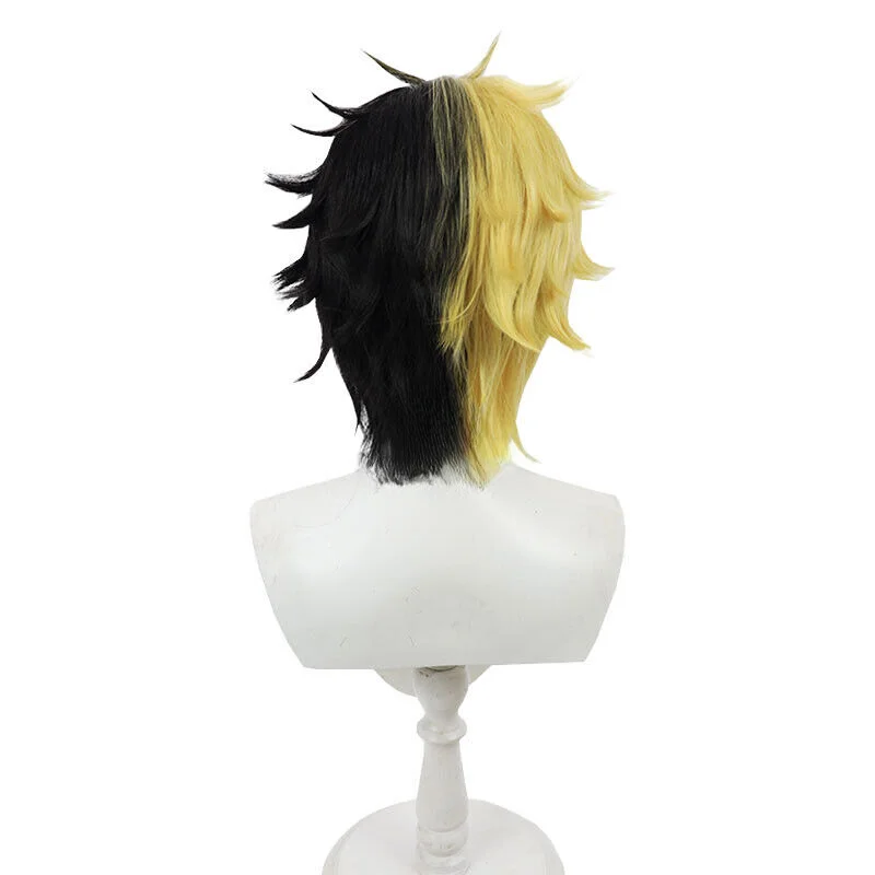 Mashle ajaib dan otot Rayne Ames Wig Cosplay sintetis 30cm pirang campuran Wig hitam