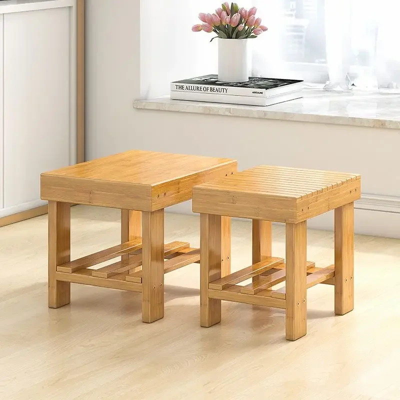 

Simple modern small stools household wooden stools living room Furniture wooden stools bamboo benches shoe changing bench