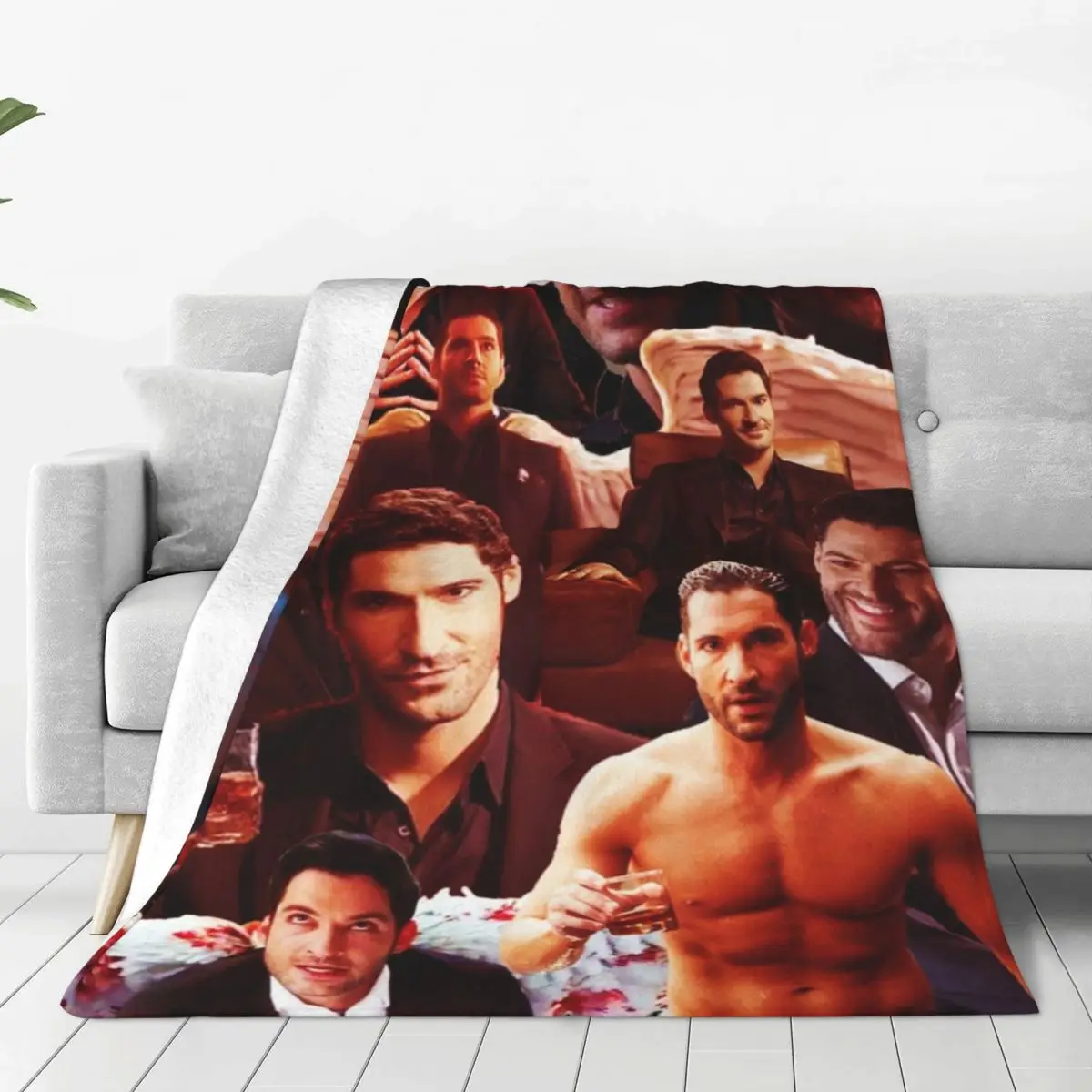 Lucifer Morningstar Collage Knitted Blankets Fleece Tom Ellis Lightweight Thin Throw Blanket for Bed Bedspread