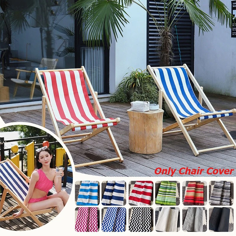115x43cm Solid Color Striped Beach Chair Cover Lounger Replacement Canvas Cloth Picnic Fishing Portable Folding Chairs Cover