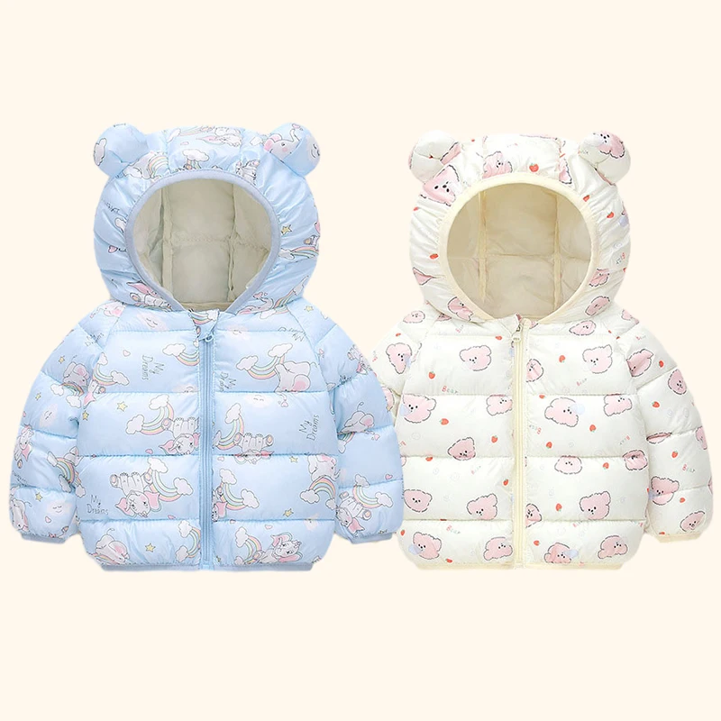 Winter Children Down Jacket Hooded Cartoon Baby Down Coats Ultralight Cotton Padded Kids Down Jackts Warm Children Clothing