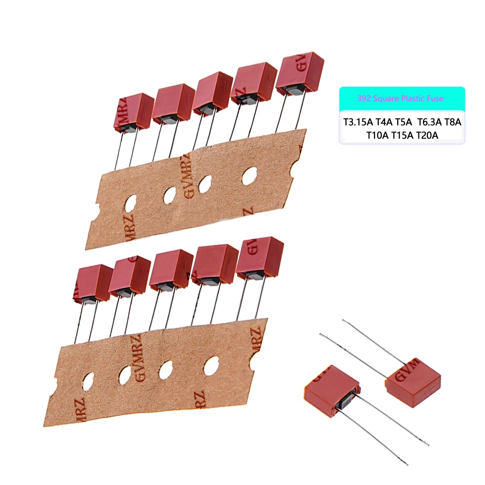 10PCS 2A 1A 3.15A 392 Square Plastic Fuse T2A LCD TV Power Board Commonly Used Slow Blow Fuse T3.15A 4A 5A 6.3A 250V