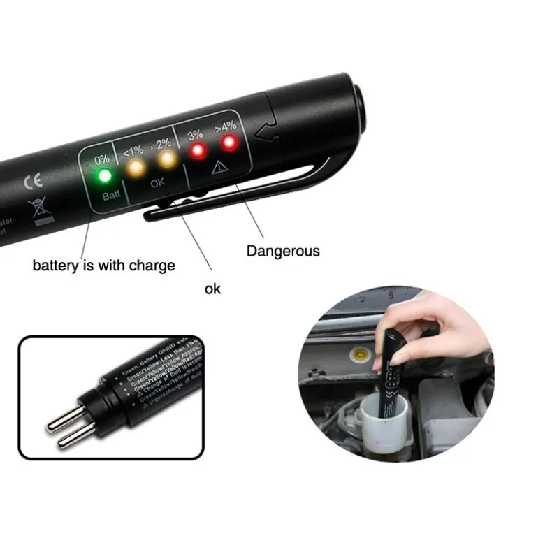 1PC Brake Fluid Tester High Precision Portable Use Safety Quality Assurance OBD2 Brake Oil Detector Test Pen Oil Test Pen